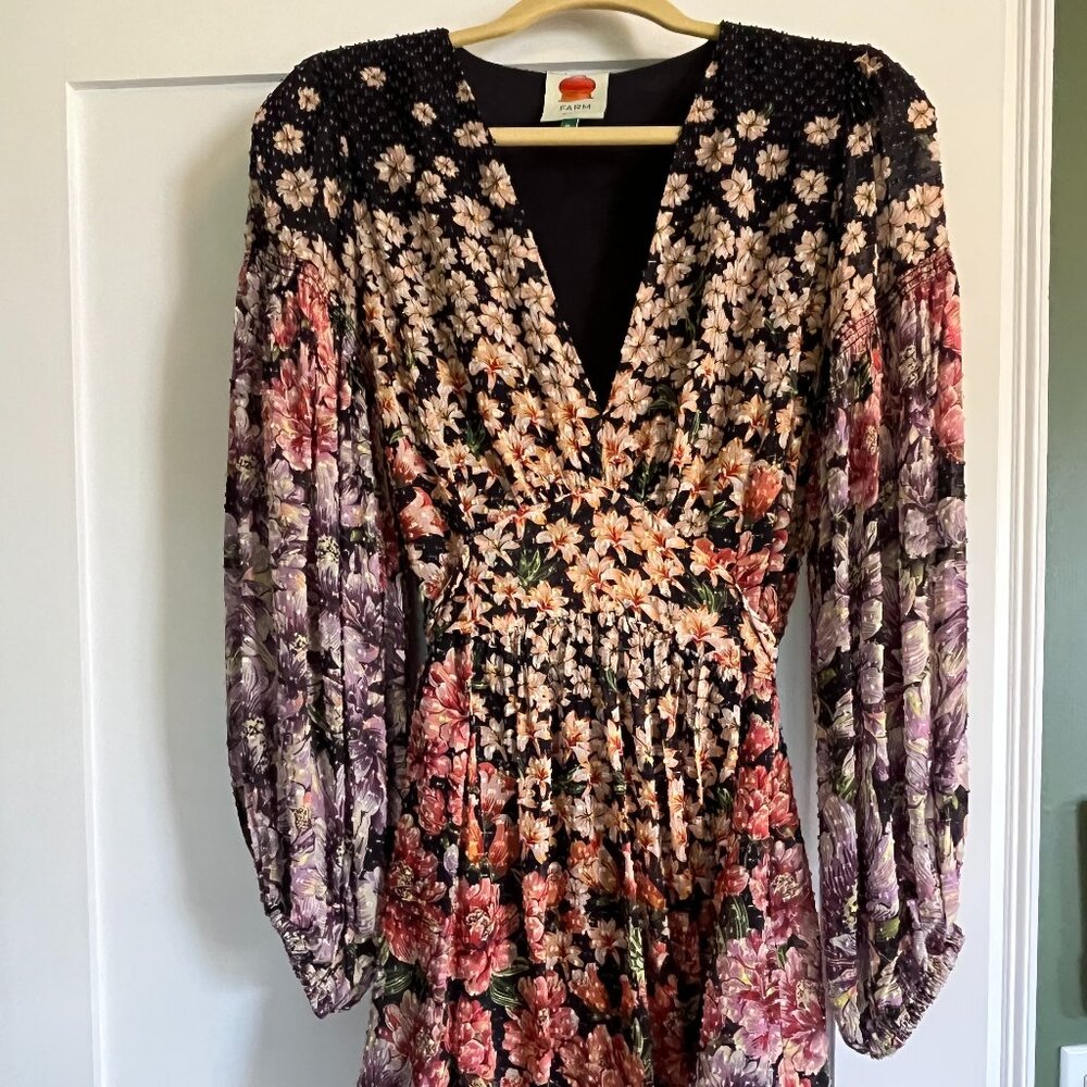 Farm Rio Floral Rainbow Garden Mini Dress